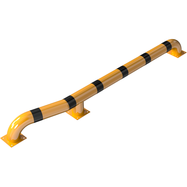 Truck pull in assist | hot-dip galvanized and yellow coatedwith black stripes | angled to the left side,total length: approx. 3000 mm